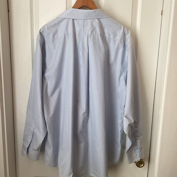 GEORGE: Mens baby blue white pinstripe longsleeve button down size 34/35,17 neck - Picture 2 of 6